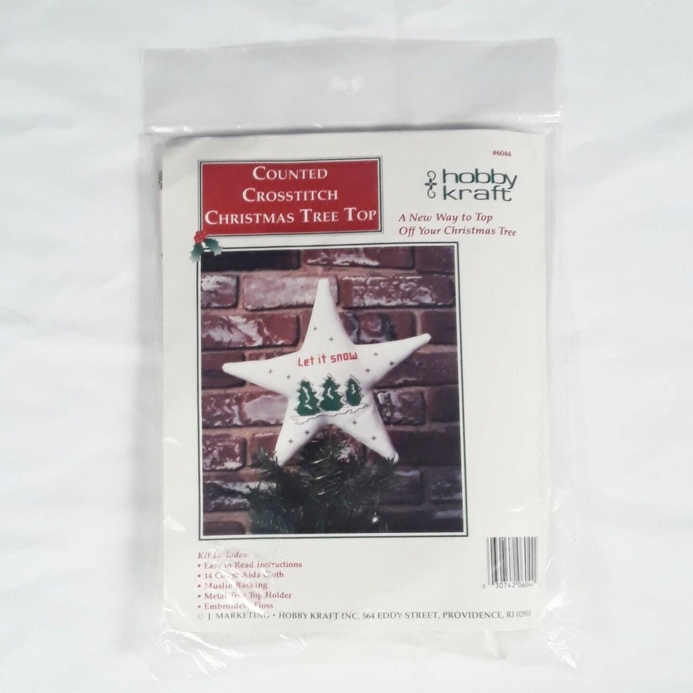 Hobby Kraft Counted Cross Stitch Kit Christmas Star Tree Top Topper #6044